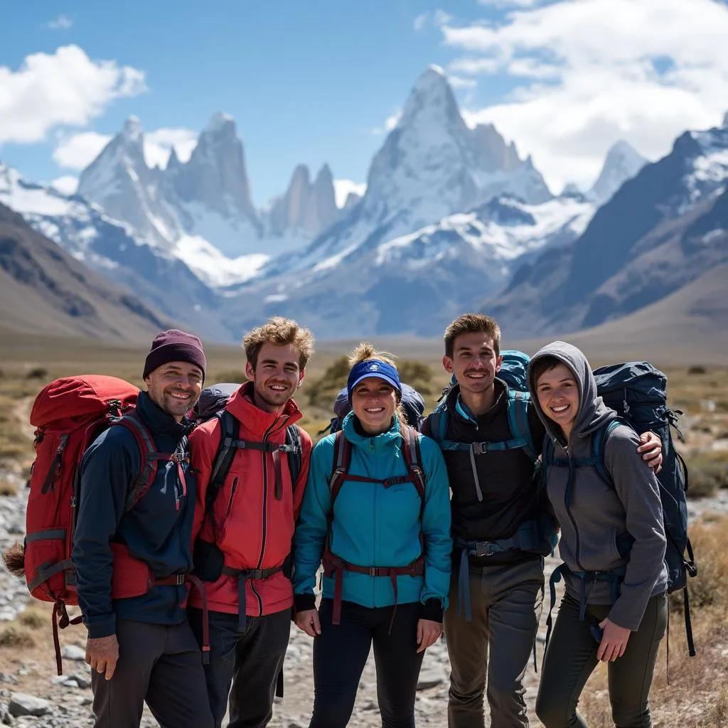 Grupo de senderistas en la Patagonia