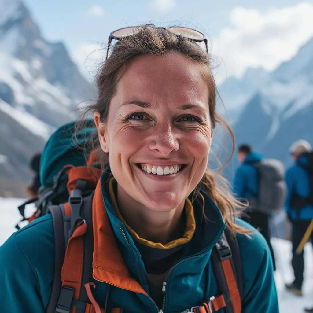 Guía Elena Vargas en la montaña